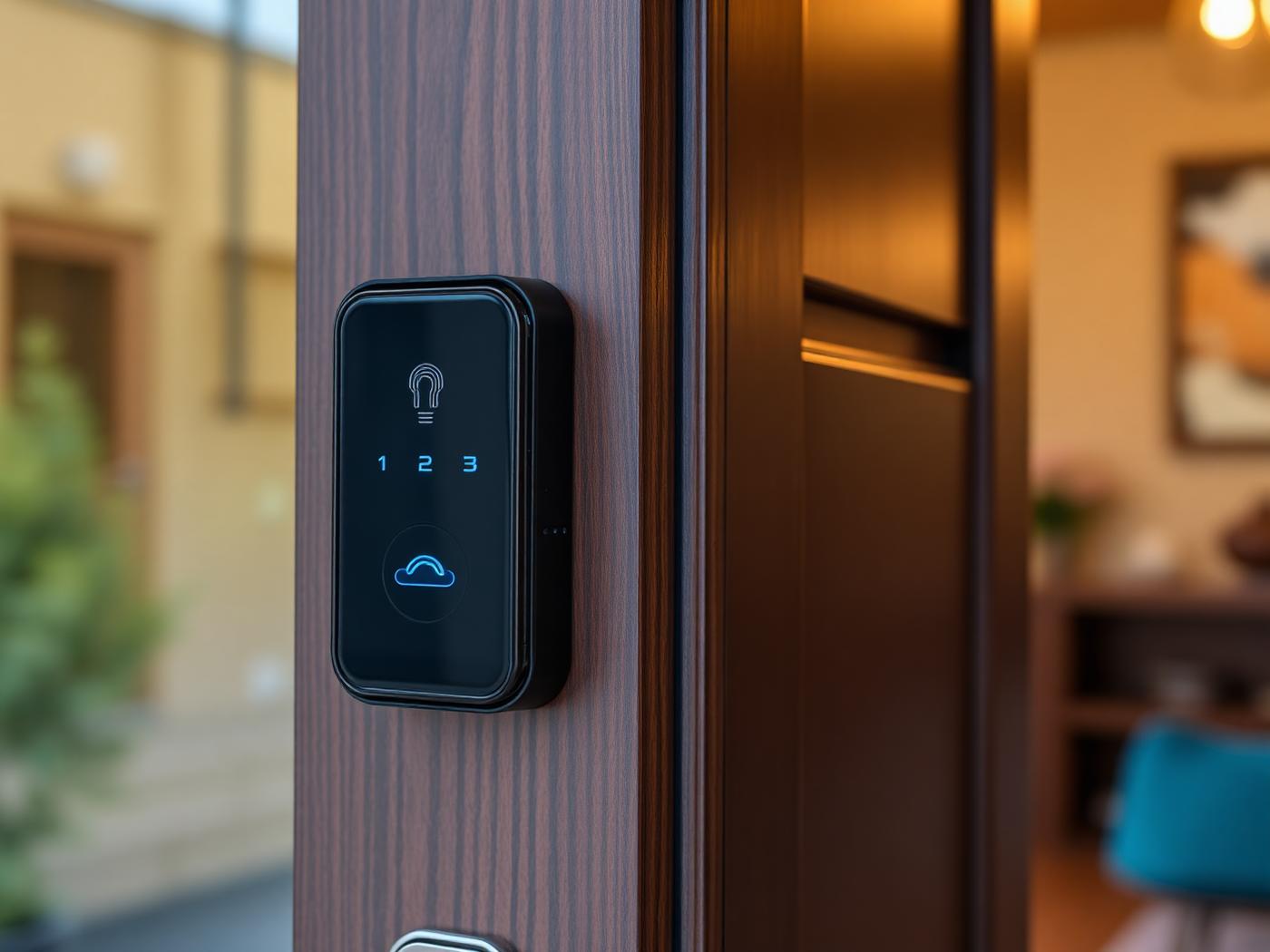 Biometric smart door lock supplied and installed by AMAT Technologies