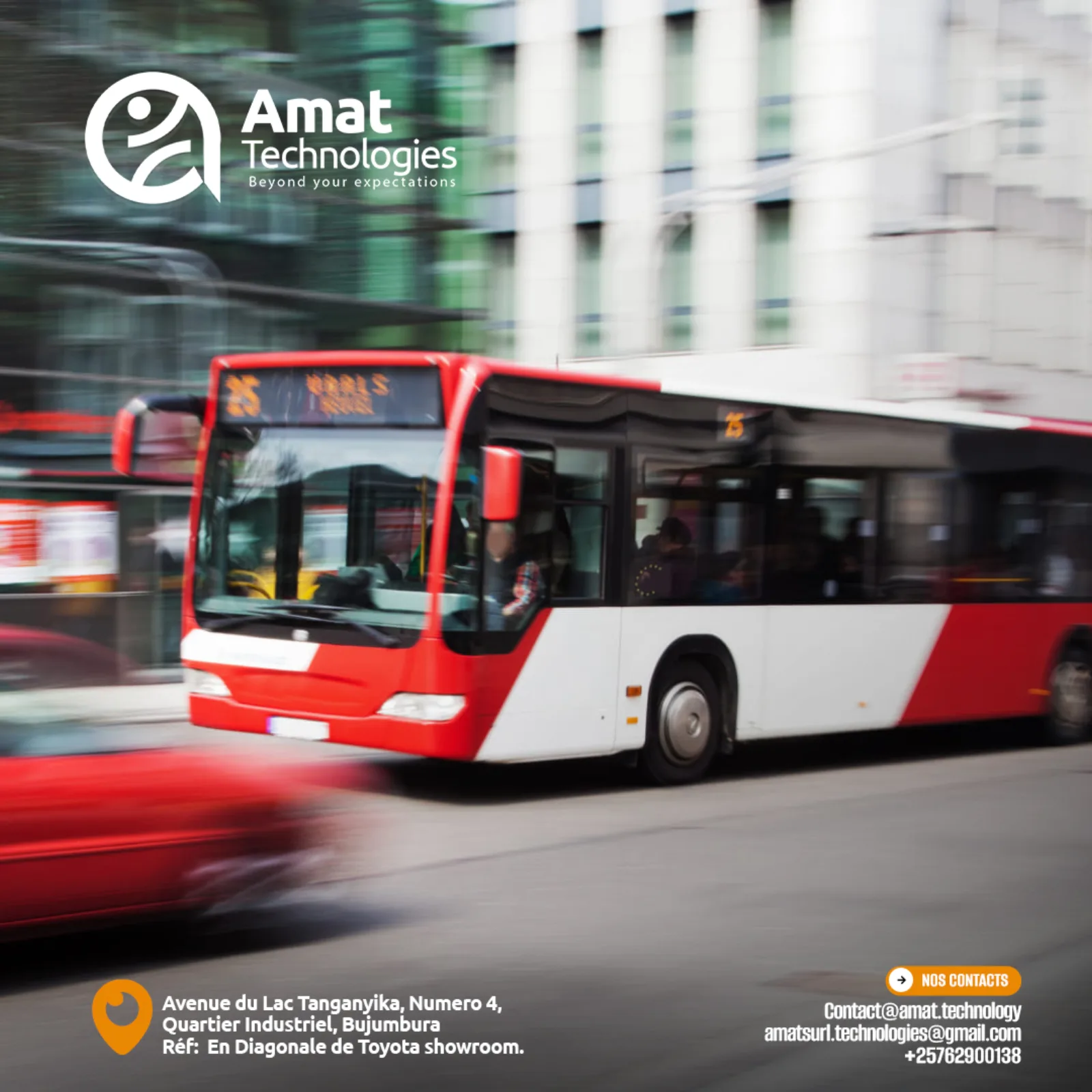 City bus in service monitored by AMAT public transit telematics