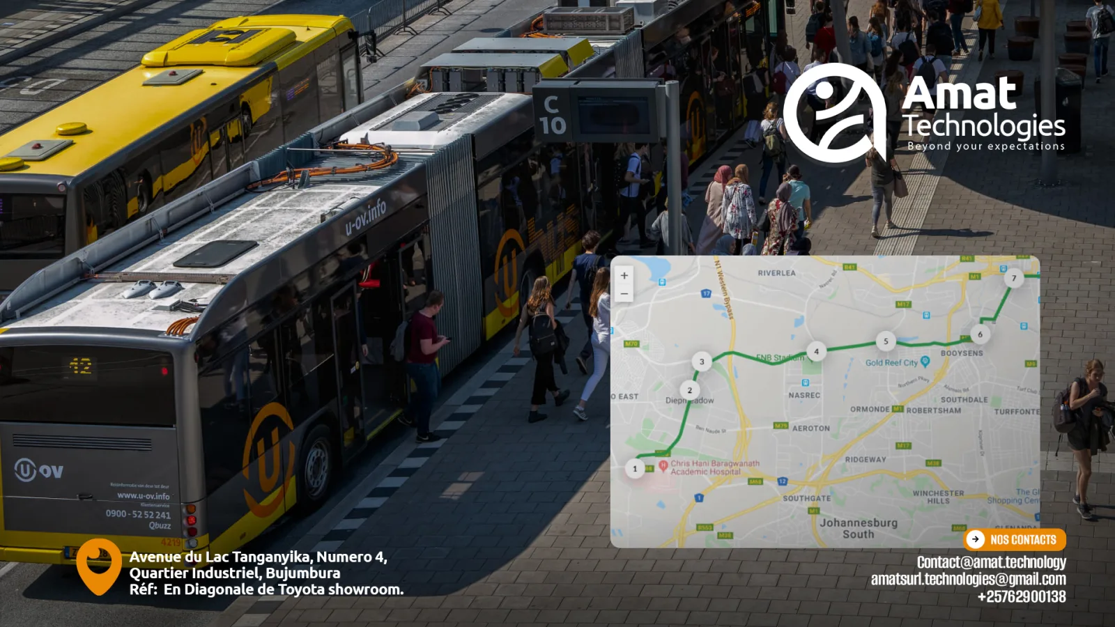 Transit terminal overview with route waypoint mapping
